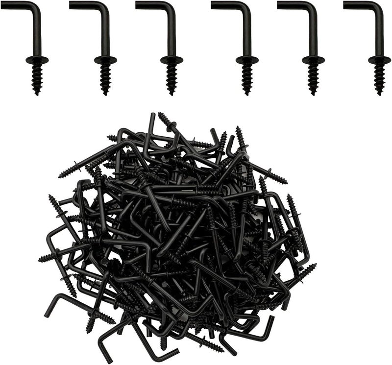 ANDILIKE 180 PCS 7 Shaped Right Angle Screw Hooks,3/4 Inch Small Screw in L Shaped Hooks for Hanging Lamp,Plants,Decorations,kitchenware and DIY Crafts - Image 1